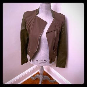 Army Green Faux Leather Blazer